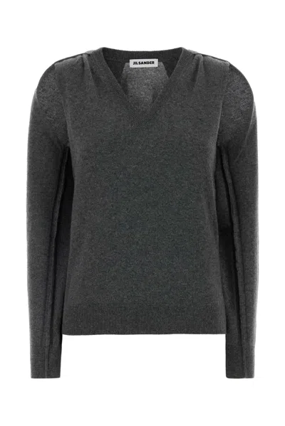 Jil Sander Dark Grey Cashmere Sweater In Gray