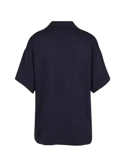 Jil Sander V-neck Buttoned Polo Shirt In Blue