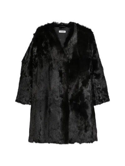 Jil Sander V-neck Coat In Black