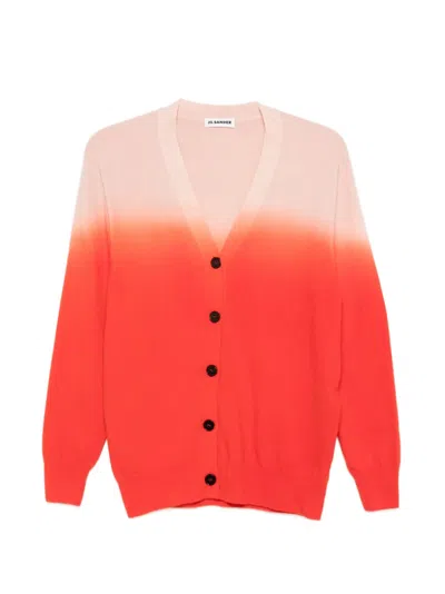 Jil Sander V-neck Gradient Buttoned Cardigan In Multi
