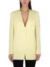 Jil Sander V-neck Jacket With Concealed Closure In Yellow