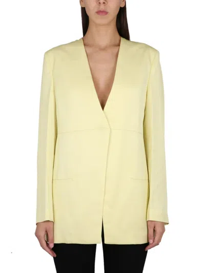 JIL SANDER V-NECK JACKET WITH CONCEALED CLOSURE