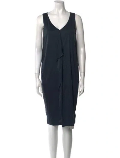 Pre-owned Jil Sander V-neck Knee-length Dress In Blue