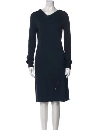 Pre-owned Jil Sander V-neck Knee-length Dress In Blue