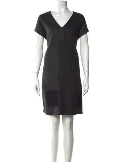 Pre-owned Jil Sander V-neck Knee-length Dress In Gray