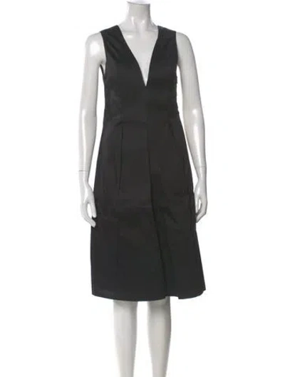 Pre-owned Jil Sander V-neck Knee-length Dress In Gray