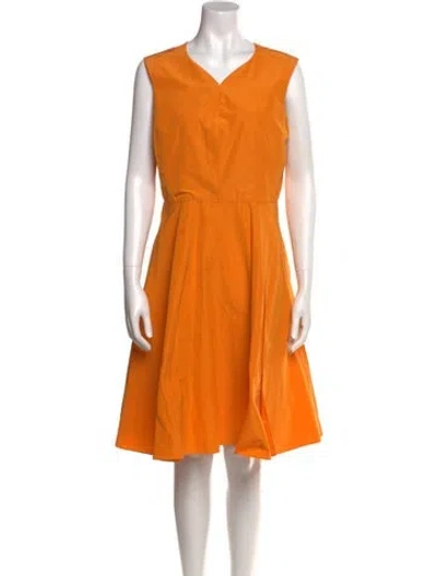 Pre-owned Jil Sander V-neck Knee-length Dress In Orange