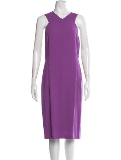 Pre-owned Jil Sander V-neck Knee-length Dress In Purple