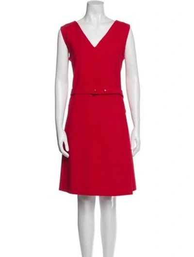 Pre-owned Jil Sander V-neck Knee-length Dress In Red