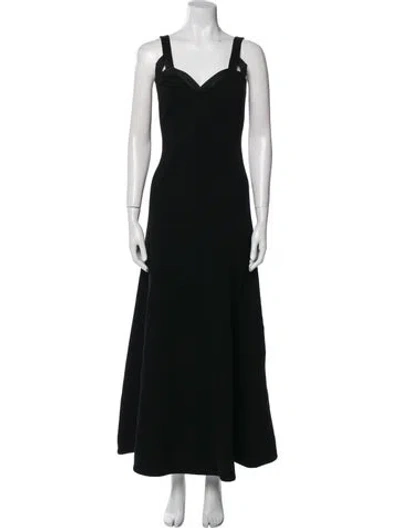 Pre-owned Jil Sander V-neck Long Dress In Black