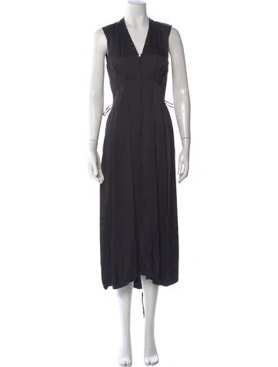 Pre-owned Jil Sander V-neck Long Dress In Black