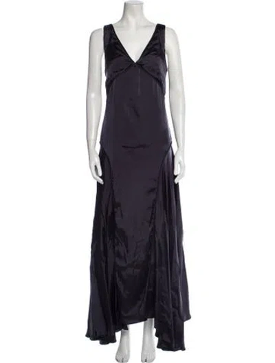 Pre-owned Jil Sander V-neck Long Dress In Blue