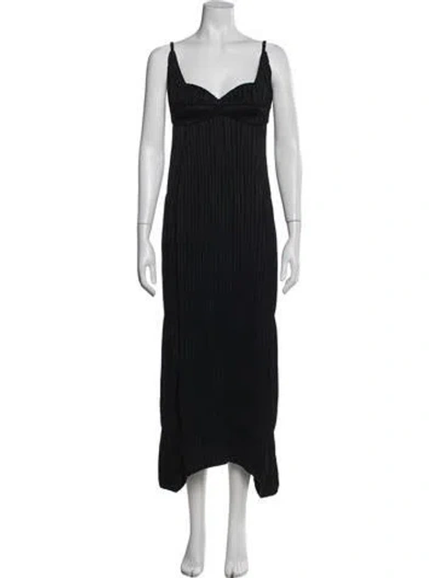 Pre-owned Jil Sander V-neck Long Dress In Blue