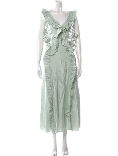 Pre-owned Jil Sander V-neck Long Dress In Green