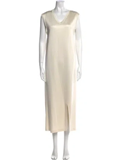 Pre-owned Jil Sander V-neck Long Dress In Neutral