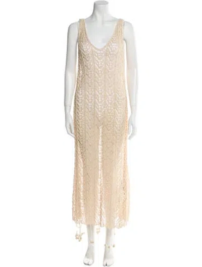 Pre-owned Jil Sander V-neck Long Dress In Neutral