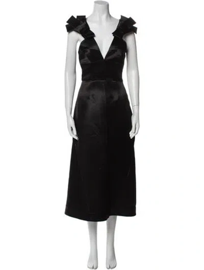 Pre-owned Jil Sander V-neck Long Dress W/ Tags In Black