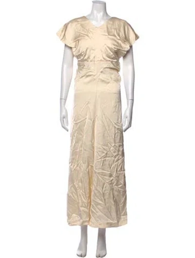 Pre-owned Jil Sander V-neck Long Dress W/ Tags In Neutrals