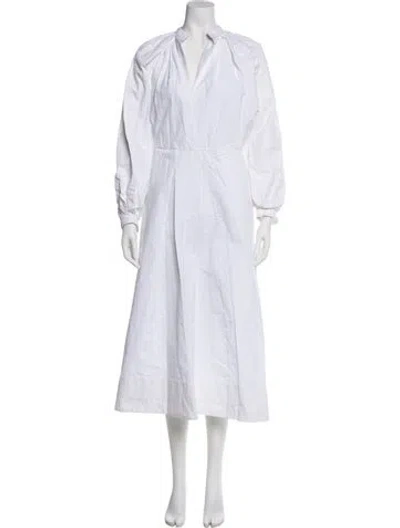 Pre-owned Jil Sander V-neck Long Dress In White