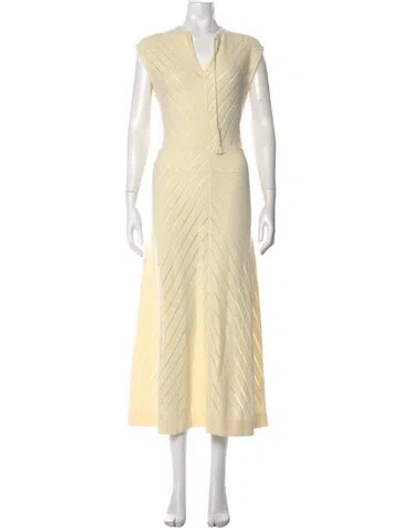 Pre-owned Jil Sander V-neck Long Dress In Yellow