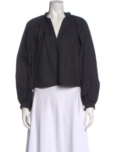 Pre-owned Jil Sander V-neck Long Sleeve Blouse In Black