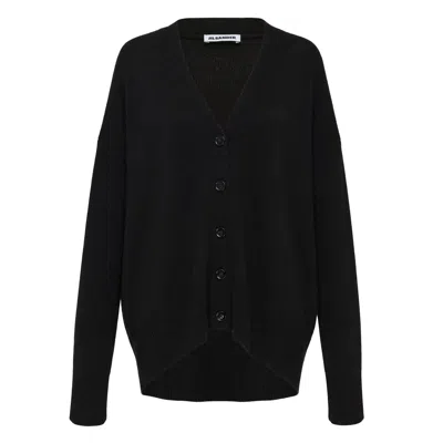 Jil Sander V-neck Long Sleeve Cardigan In Black