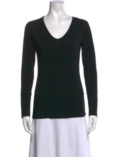 Pre-owned Jil Sander V-neck Long Sleeve Top In Black