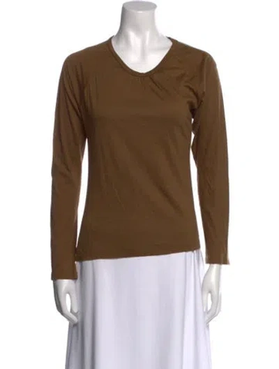 Pre-owned Jil Sander V-neck Long Sleeve Top In Brown