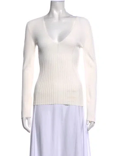 Pre-owned Jil Sander V-neck Long Sleeve Top In Neutrals