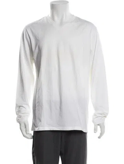 Pre-owned Jil Sander V-neck Long Sleeve T-shirt In Neutrals/white