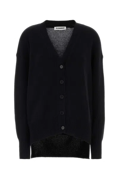 Jil Sander V-neck Ls Cardigan In Black
