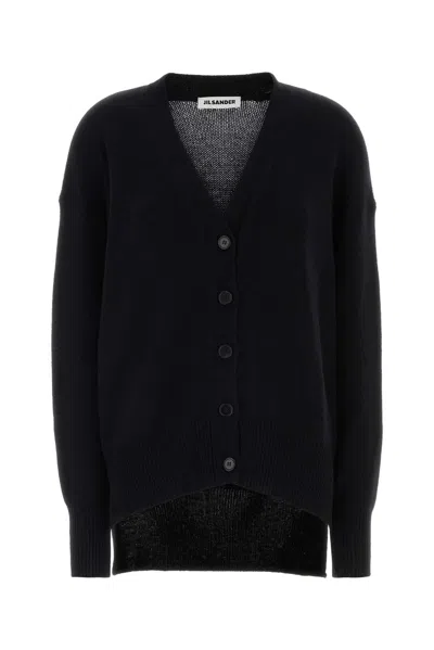Jil Sander V-neck Ls Cardigan In Black