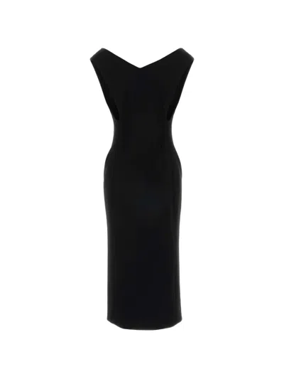 Jil Sander V-neck Midi Dress In Black