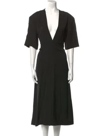Pre-owned Jil Sander V-neck Midi Length Dress In Black