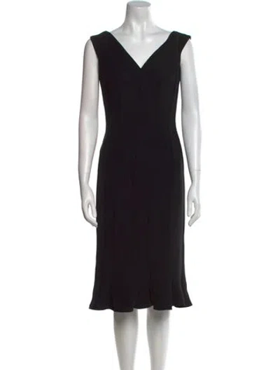 Pre-owned Jil Sander V-neck Midi Length Dress In Black