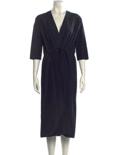 Pre-owned Jil Sander V-neck Midi Length Dress In Black