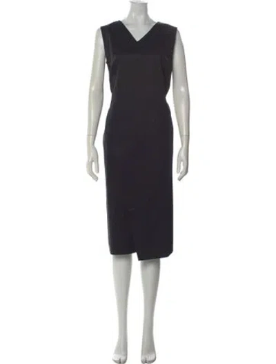 Pre-owned Jil Sander V-neck Midi Length Dress In Black