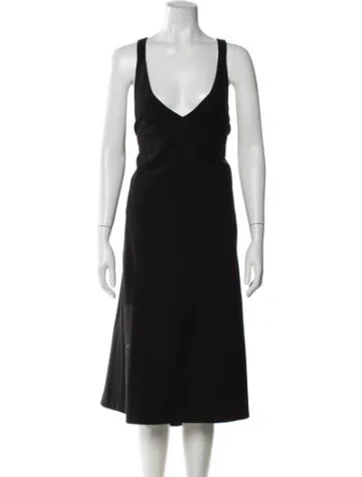 Pre-owned Jil Sander V-neck Midi Length Dress In Black