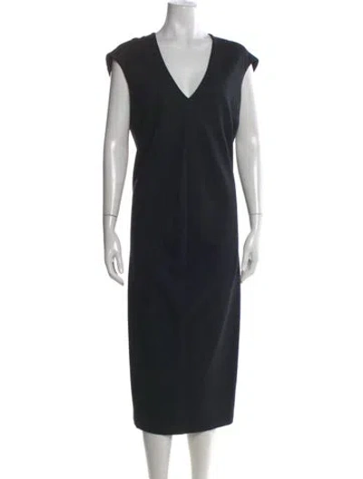 Pre-owned Jil Sander V-neck Midi Length Dress In Black