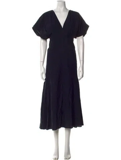 Pre-owned Jil Sander V-neck Midi Length Dress In Black