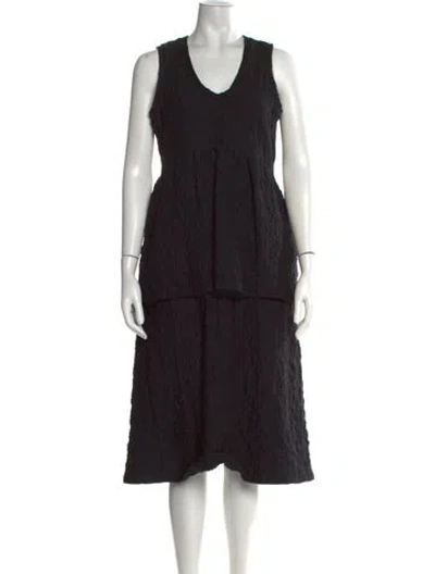 Pre-owned Jil Sander V-neck Midi Length Dress In Black