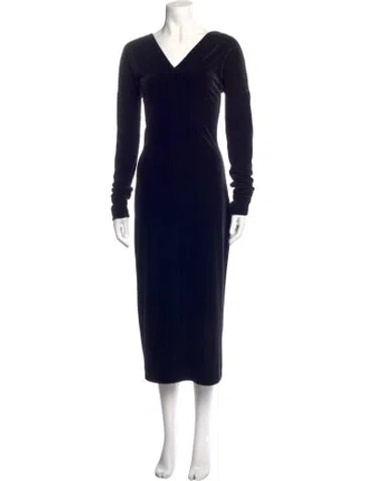 Pre-owned Jil Sander V-neck Midi Length Dress In Black