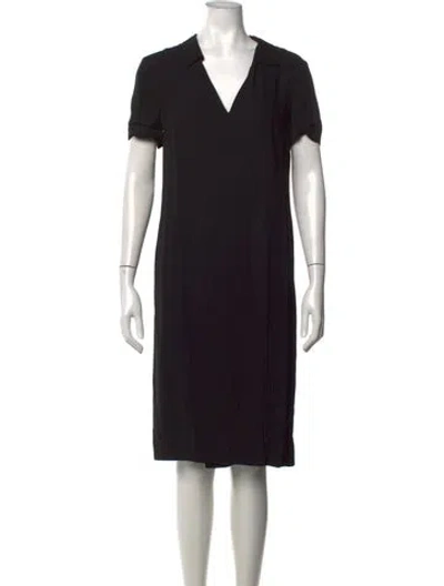 Pre-owned Jil Sander V-neck Midi Length Dress In Black