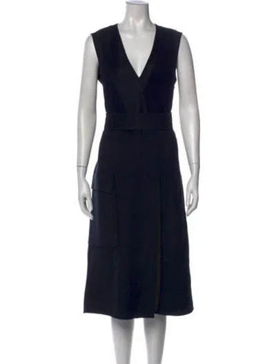 Pre-owned Jil Sander V-neck Midi Length Dress In Blue