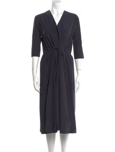 Pre-owned Jil Sander V-neck Midi Length Dress In Blue