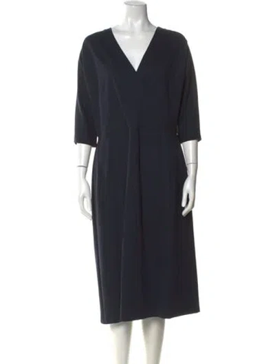 Pre-owned Jil Sander V-neck Midi Length Dress In Blue