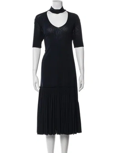 Pre-owned Jil Sander V-neck Midi Length Dress In Blue
