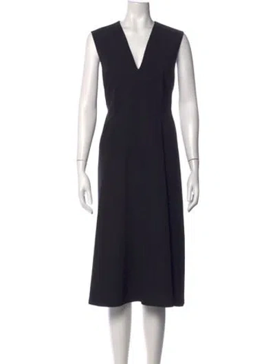 Pre-owned Jil Sander V-neck Midi Length Dress In Blue