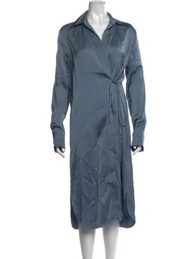 Pre-owned Jil Sander V-neck Midi Length Dress In Blue