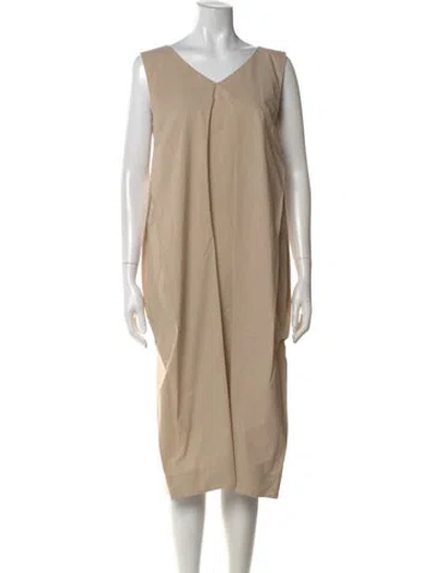Pre-owned Jil Sander V-neck Midi Length Dress In Brown